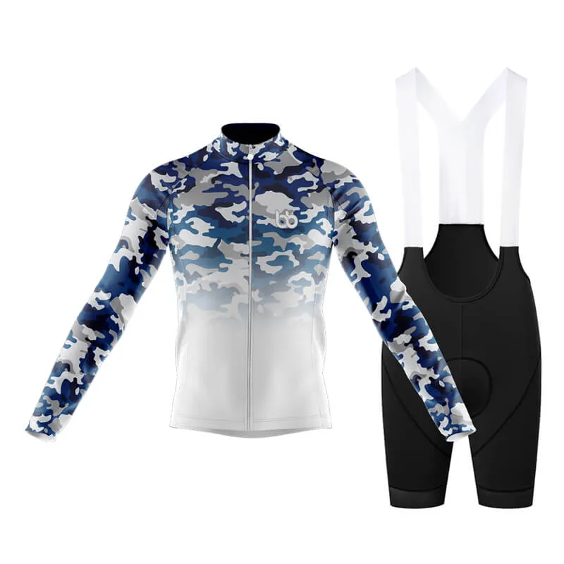 Camouflage Neck Club Cycling Kit (V3) (Blue-White)