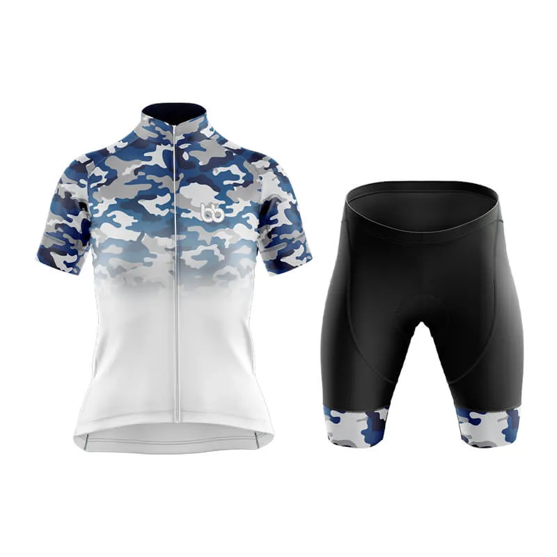 Camouflage Neck Club Cycling Kit (V3) (Blue-White)