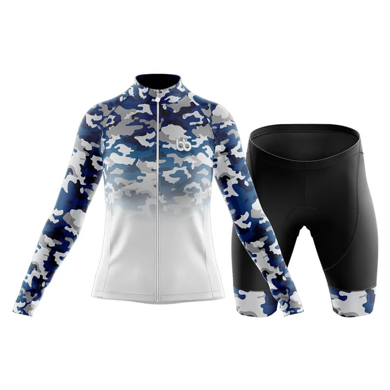 Camouflage Neck Club Cycling Kit (V3) (Blue-White)