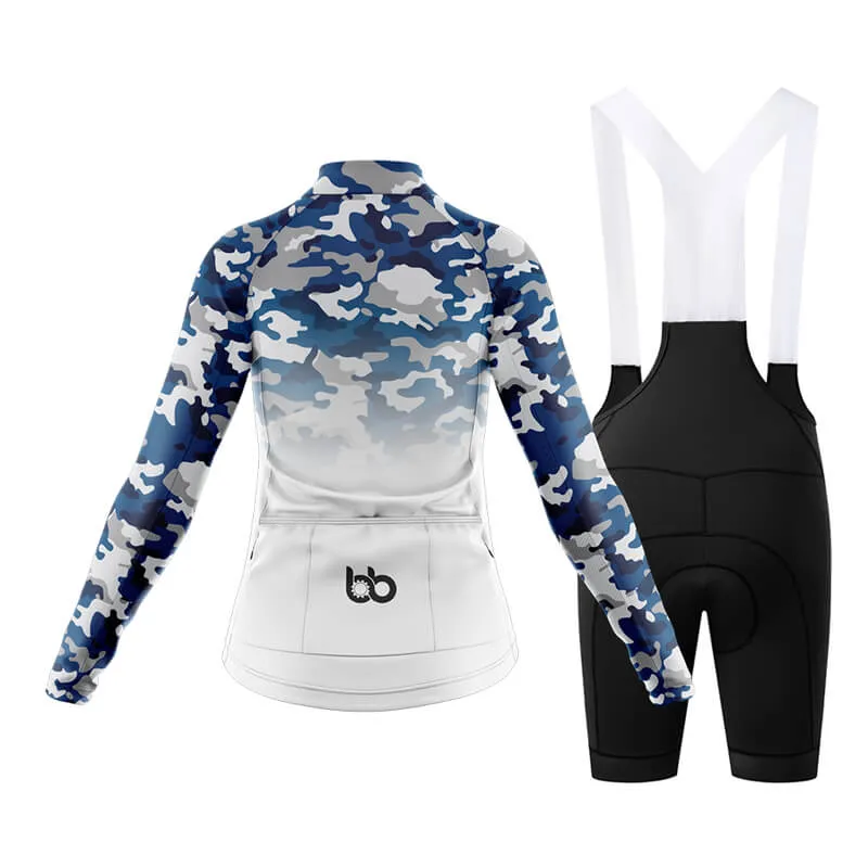 Camouflage Neck Club Cycling Kit (V3) (Blue-White)