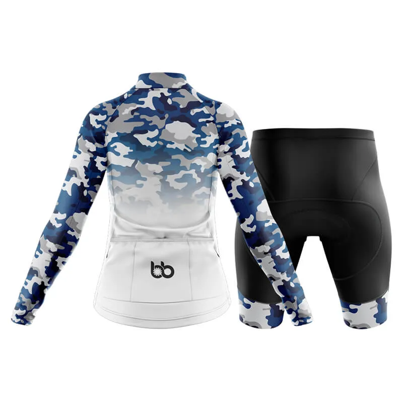 Camouflage Neck Club Cycling Kit (V3) (Blue-White)