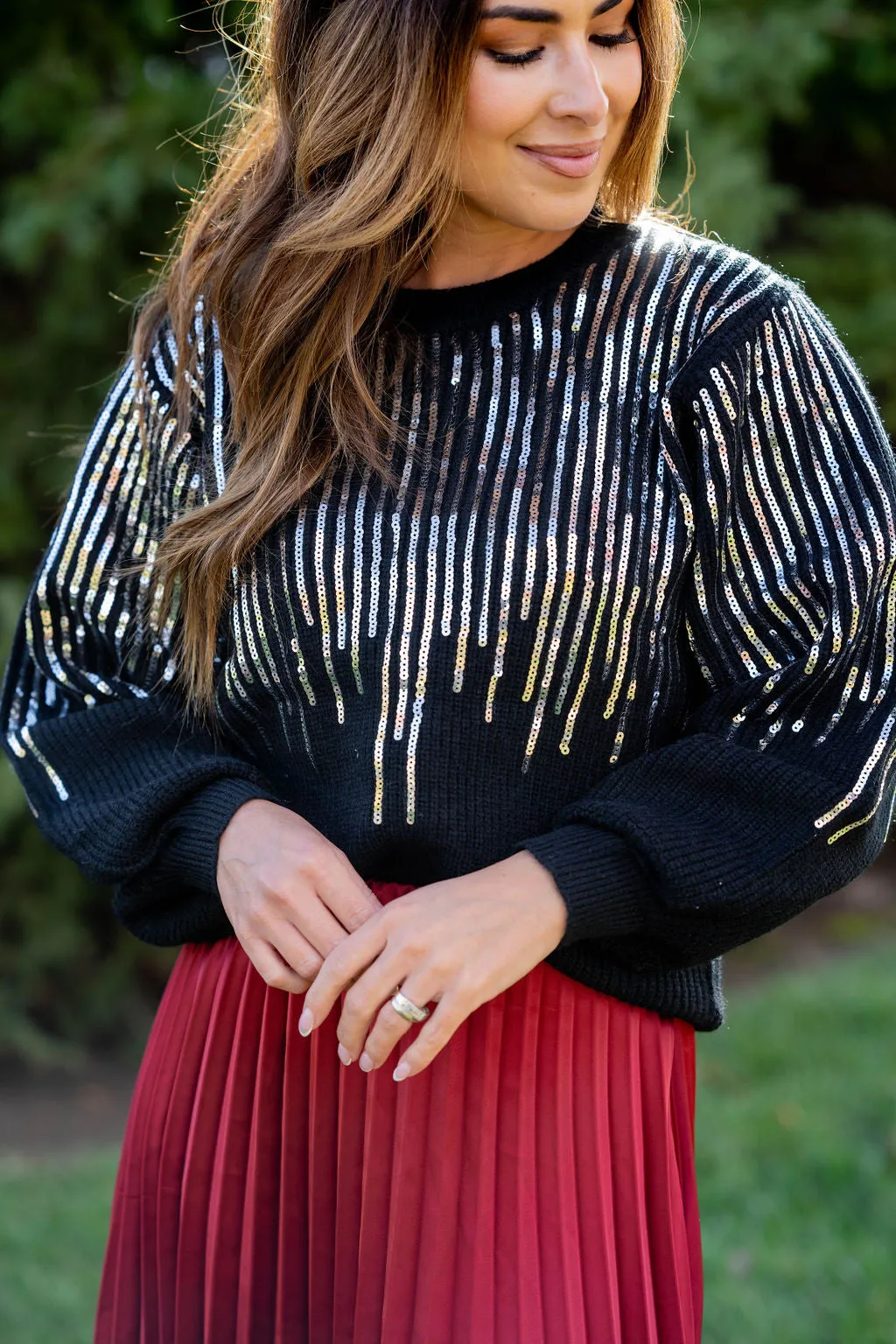 Cascading Sequins Sweater