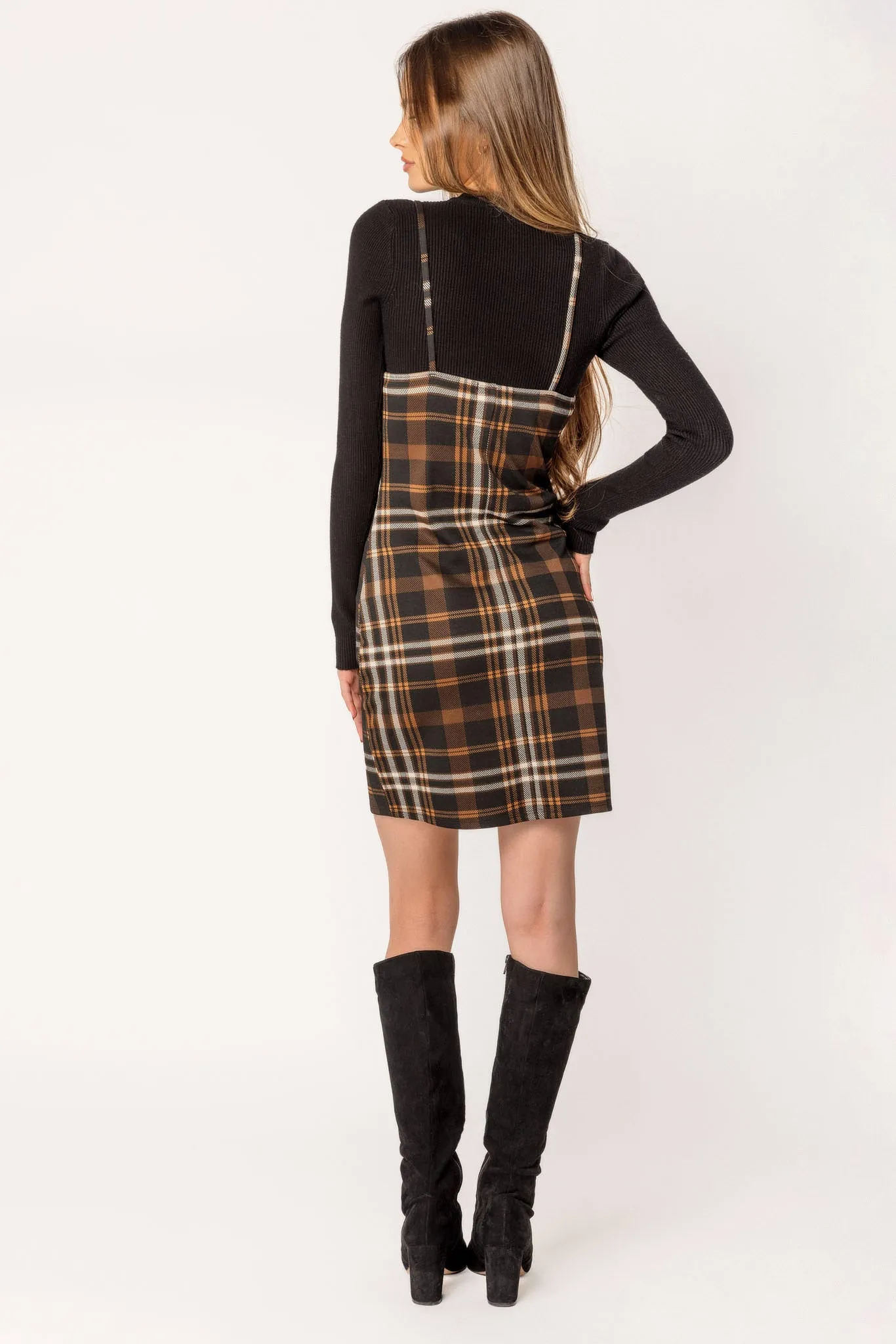 Claire Plaid Bodycon Dress with Slit