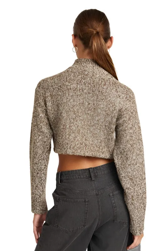 CONTRASTED TURTLE NECK CROP TOP