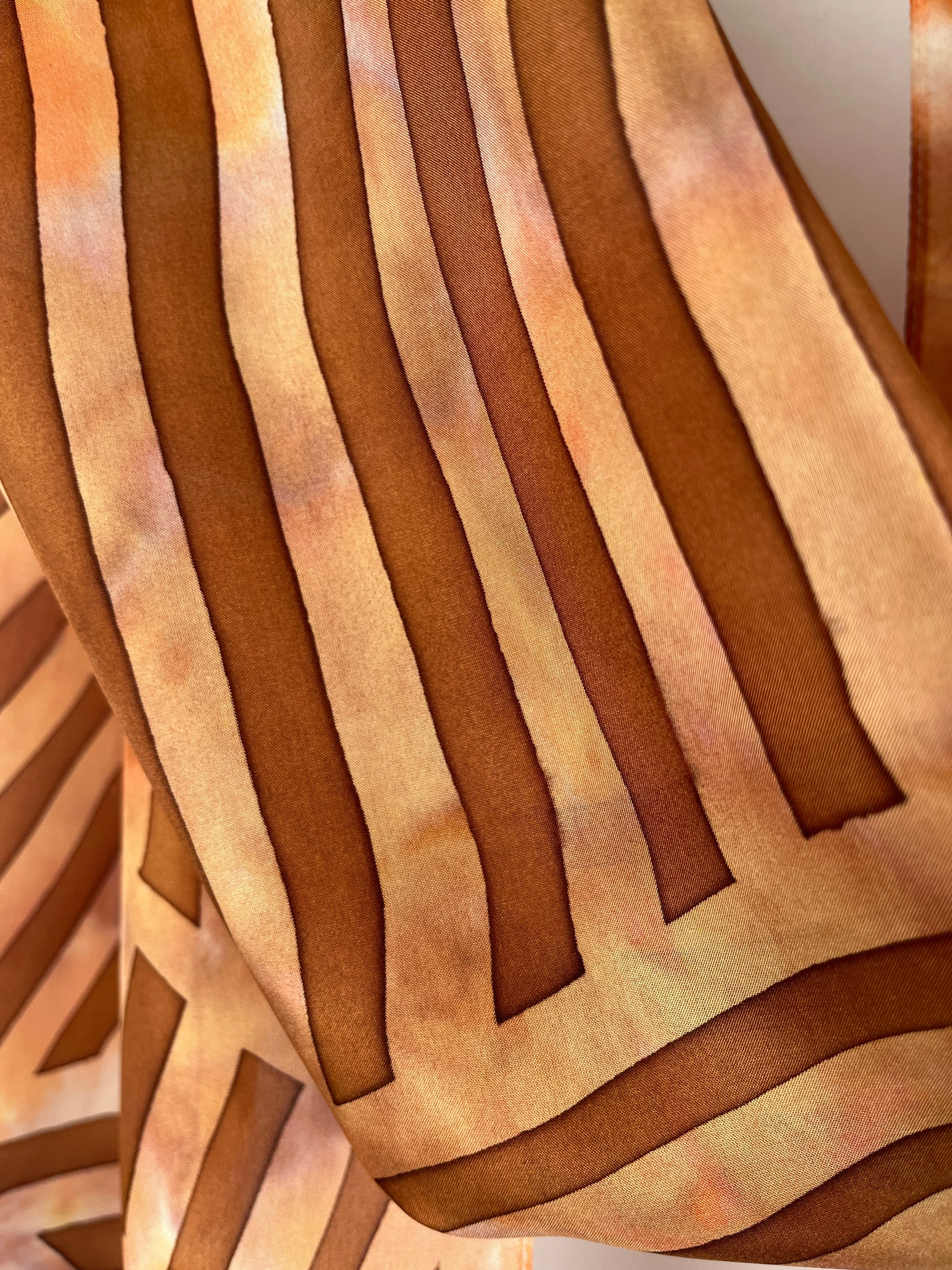 “Copper Grille" - Hand-dyed Silk Scarf - $125