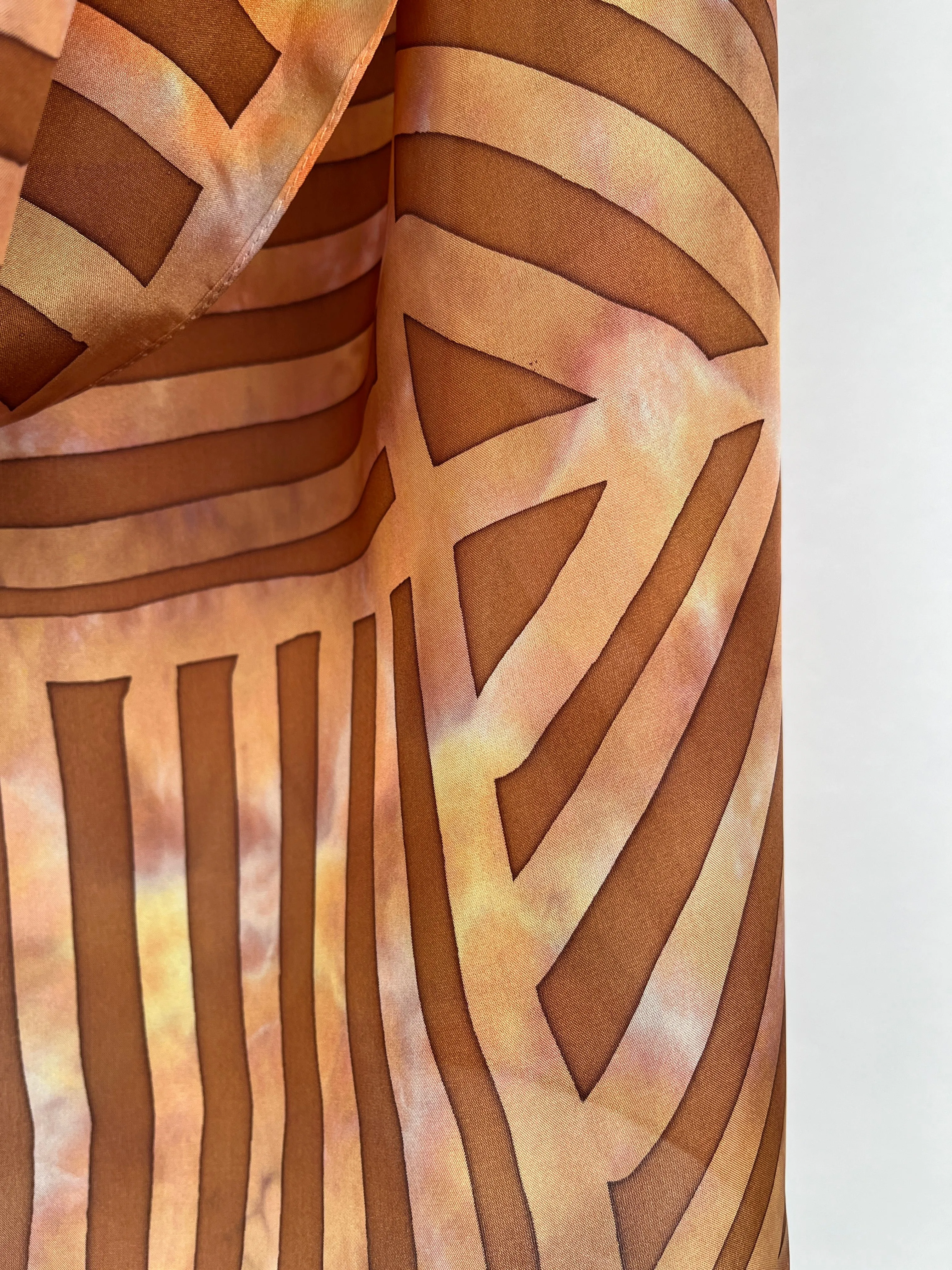 “Copper Grille" - Hand-dyed Silk Scarf - $125