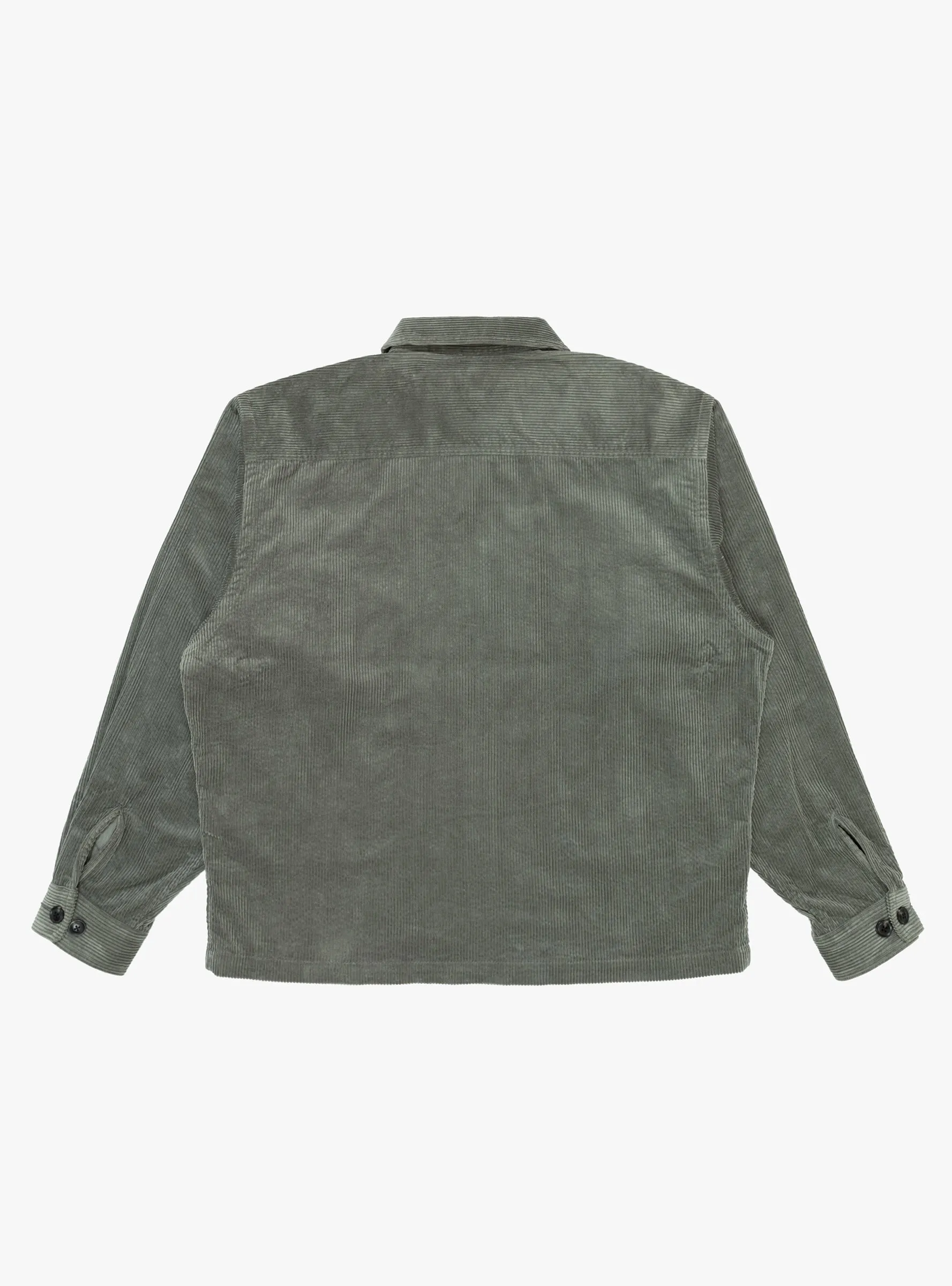 Corduroy Full Zip Work Shirt Olive Grey