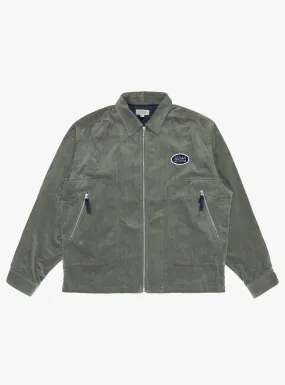 Corduroy Full Zip Work Shirt Olive Grey