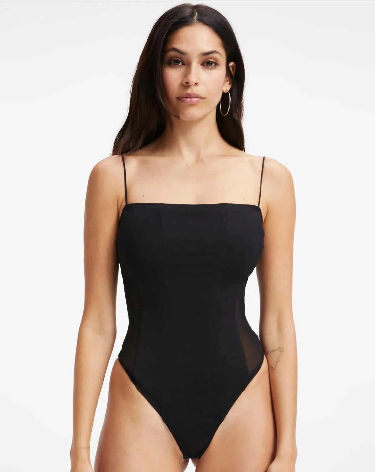 Corset Mesh Bodysuit Black