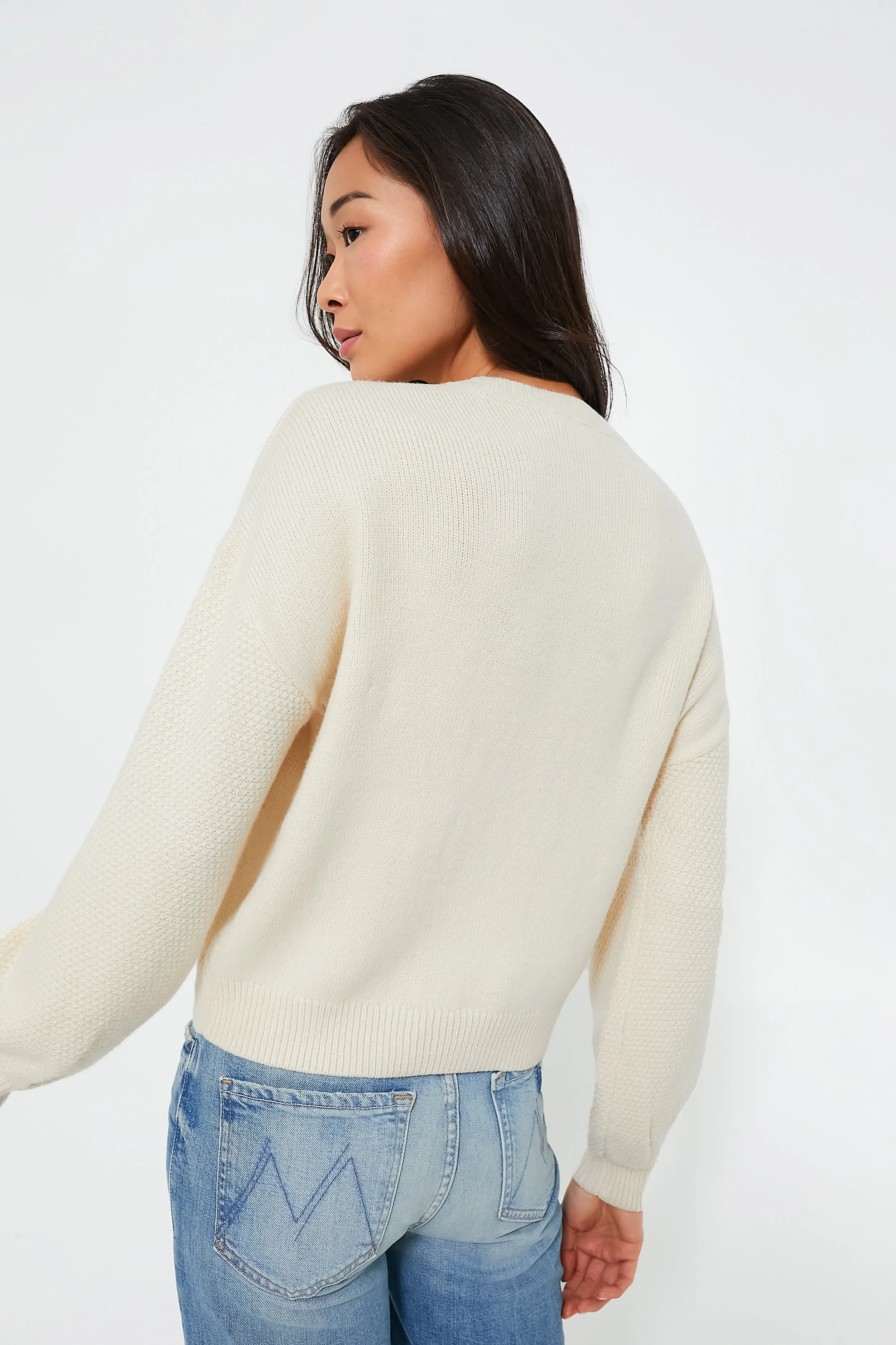 Cream Embroidered Floral Francine Sweater