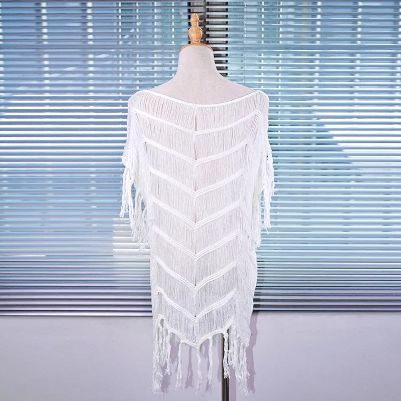 Crochet Knitted Strip Beach Cover-Up Bikini Cover-Up Swimwear Cover-Up