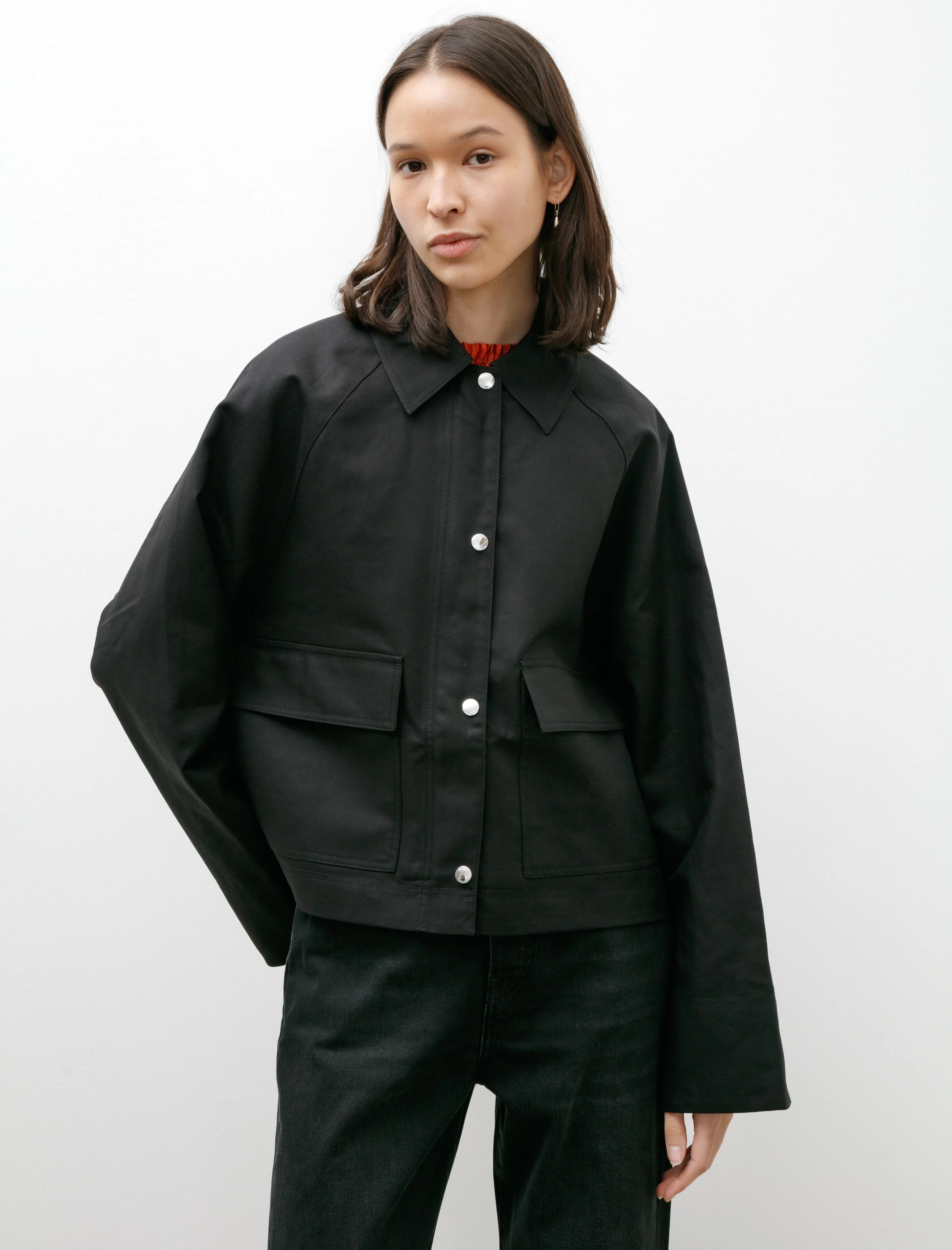 Cropped Cotton Jacket Black