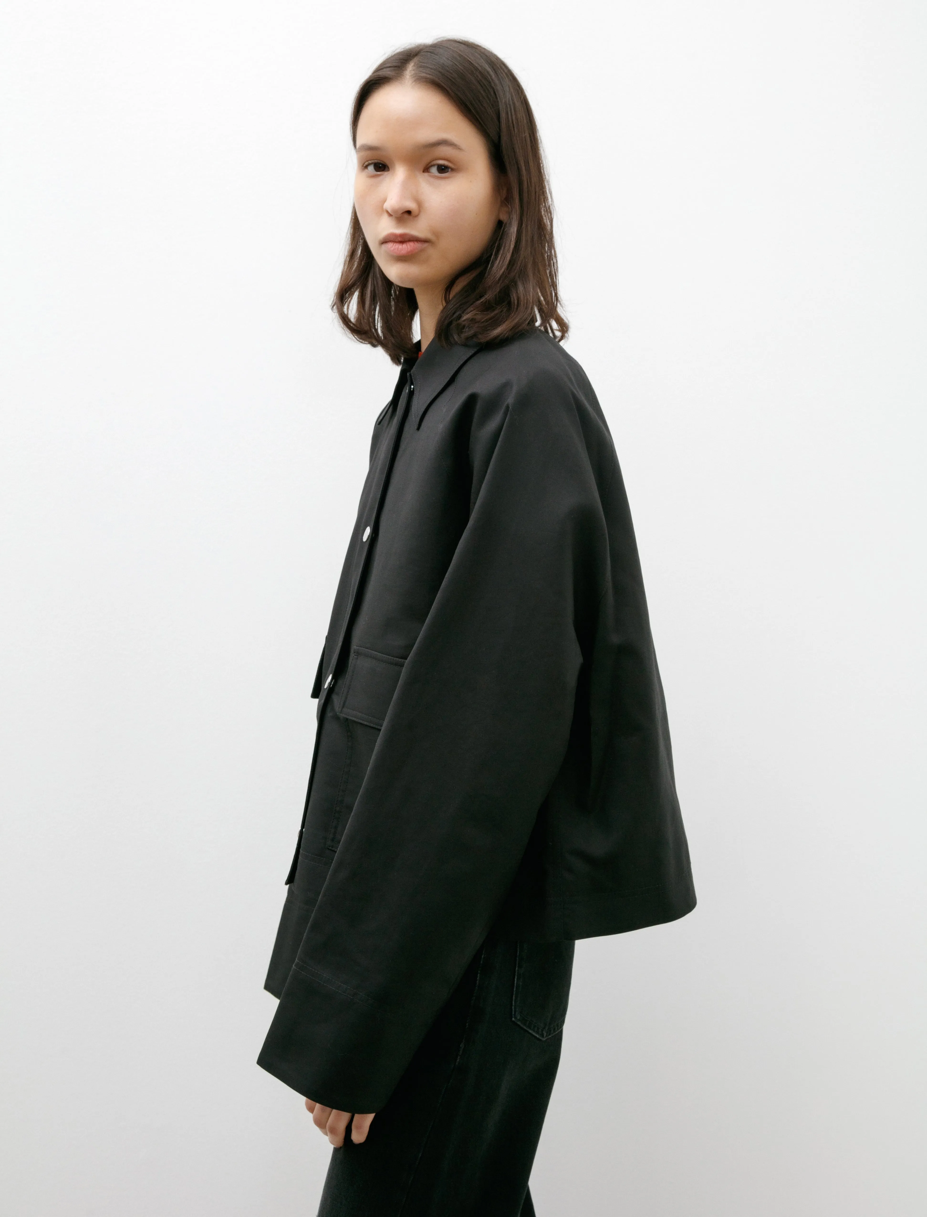 Cropped Cotton Jacket Black