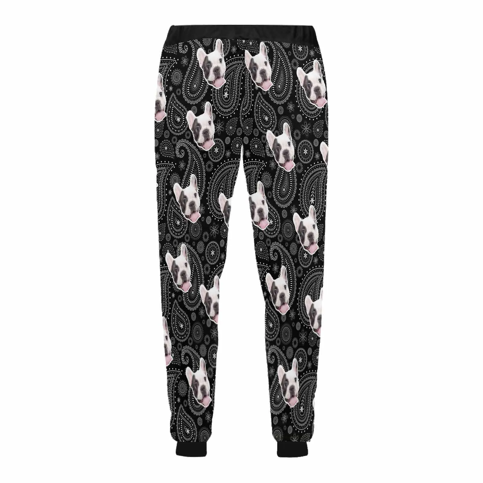 Custom Face Casual Sweatpants with Puppy Picture Personalized Men's All Over Print Sweatpants