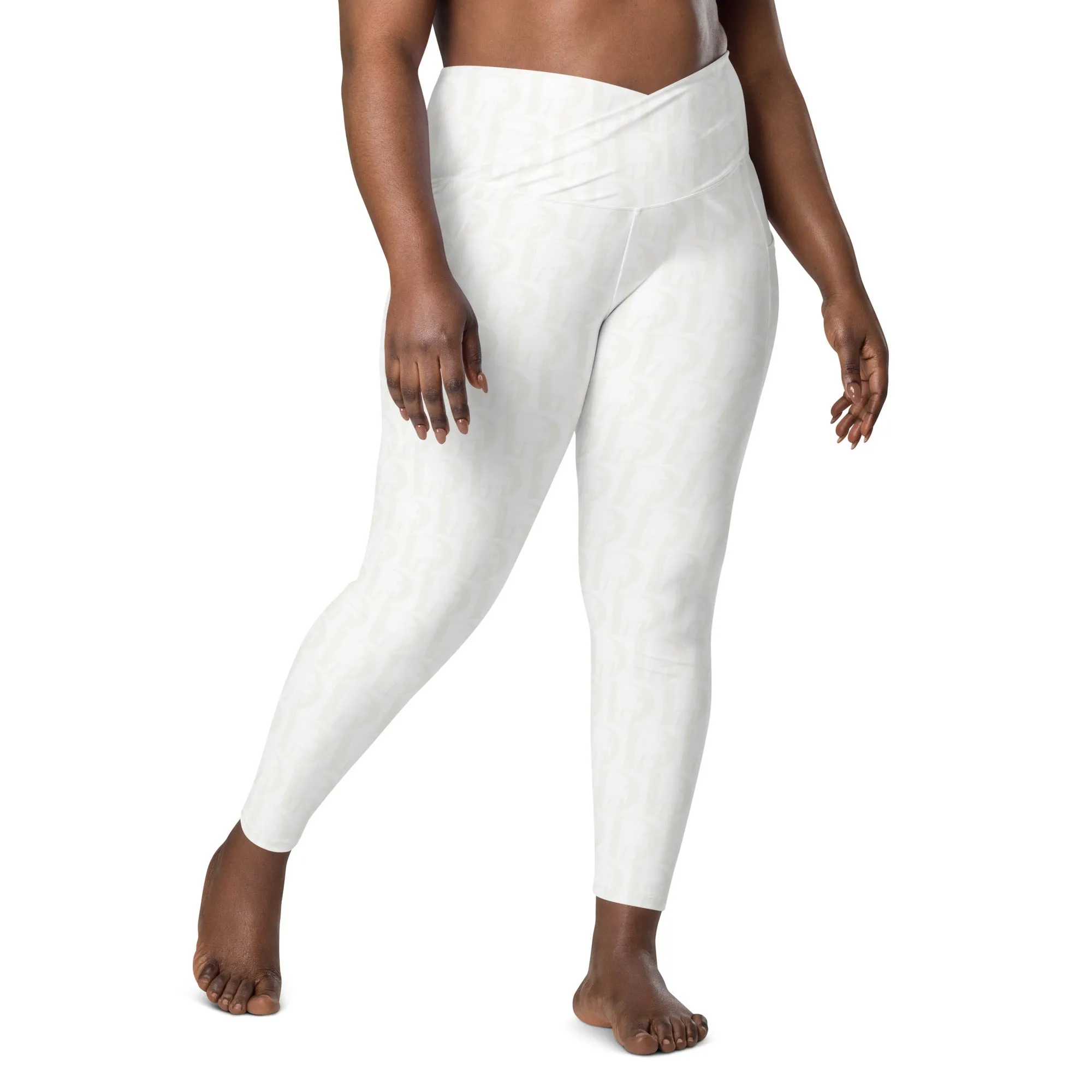 Descendants of the Island WOW - white on white Crossover leggings with pockets