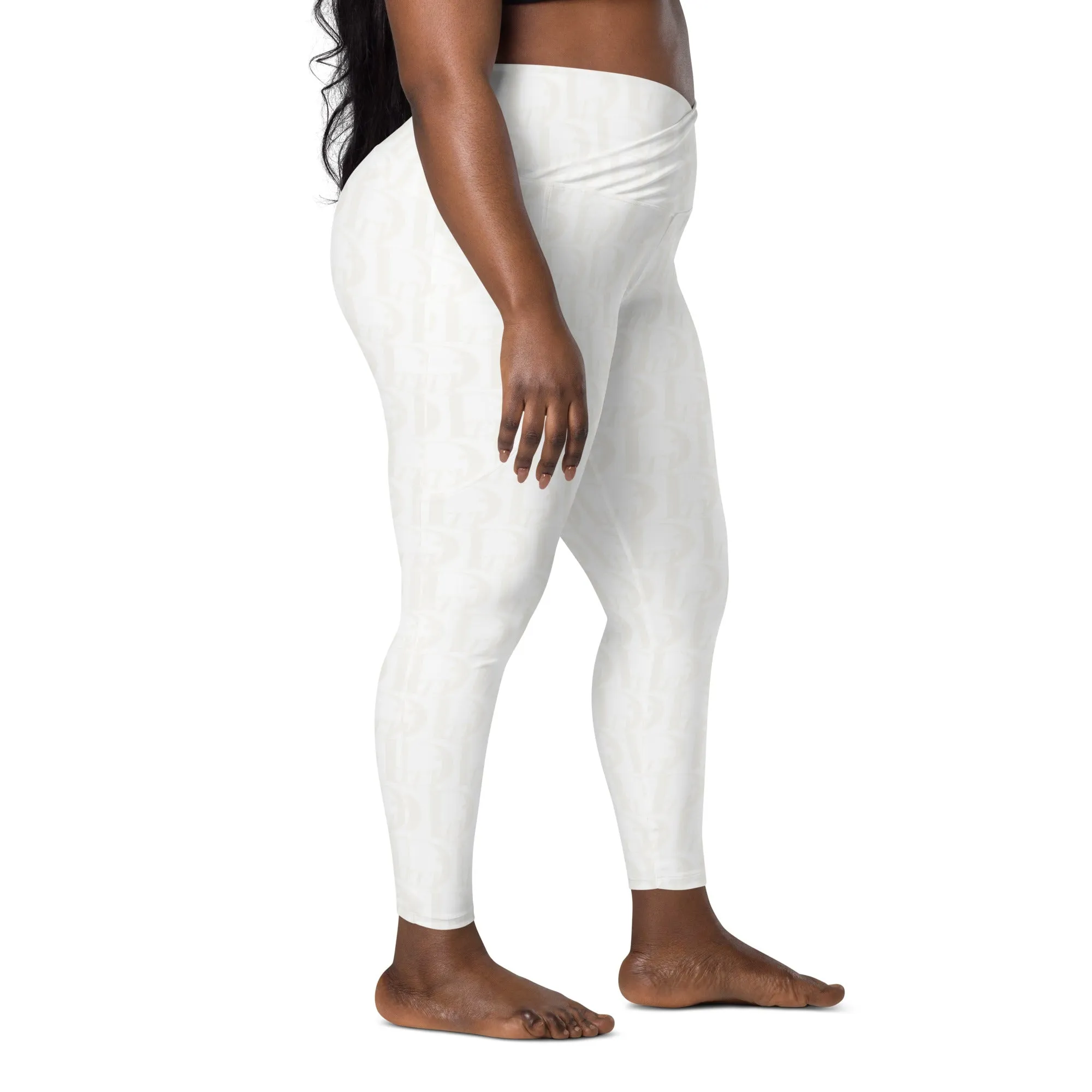 Descendants of the Island WOW - white on white Crossover leggings with pockets