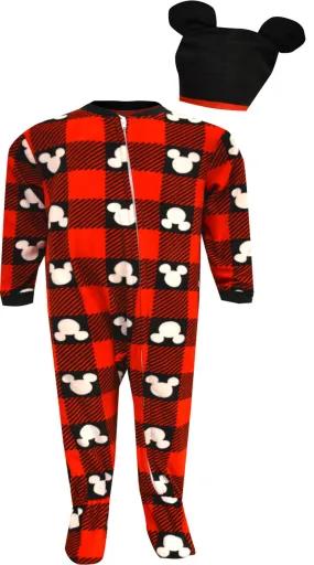 Disney Mickey Mouse Fleece Footie Toddler Blanket Sleeper Pajamas