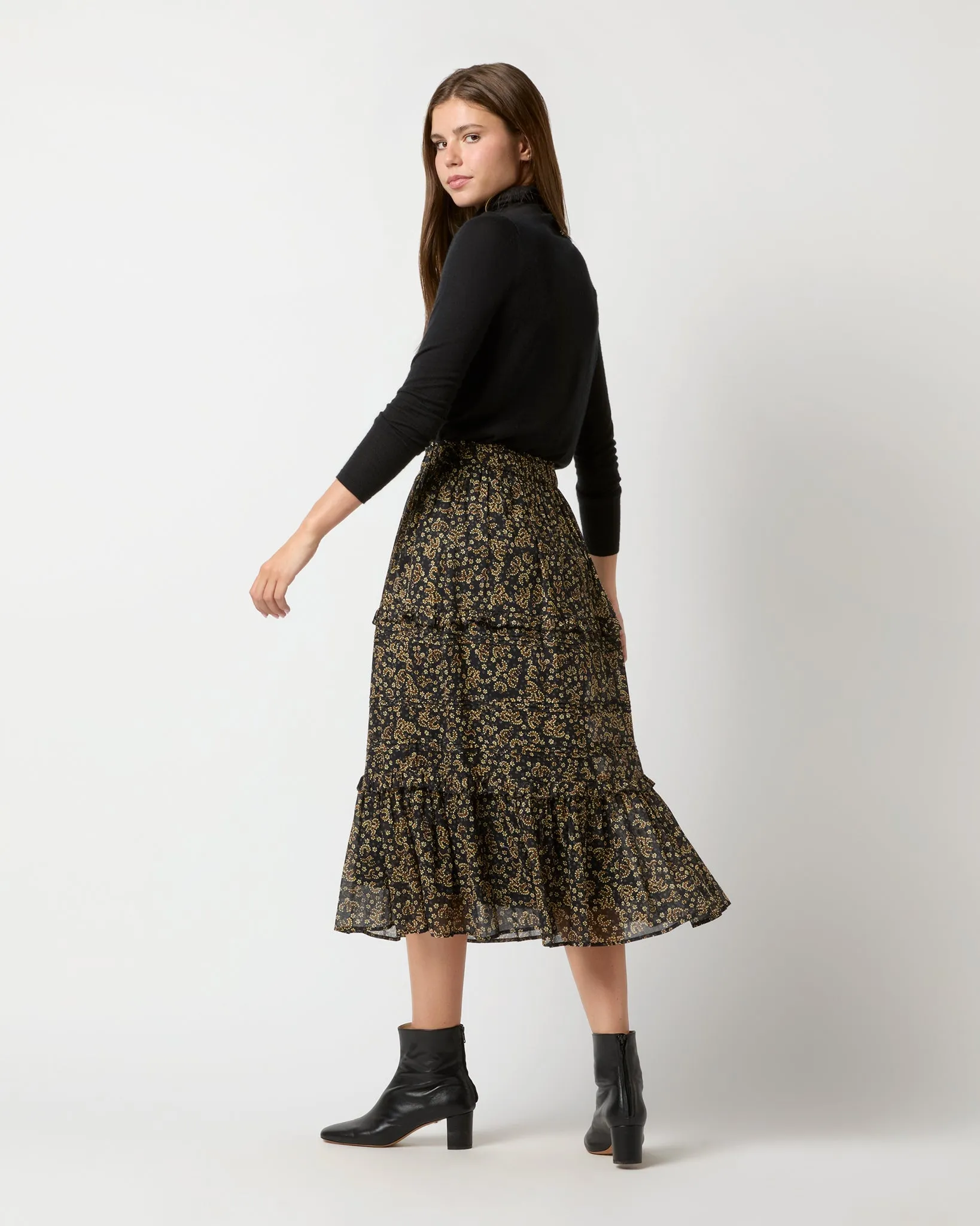 Diya Skirt in Black/Ochre