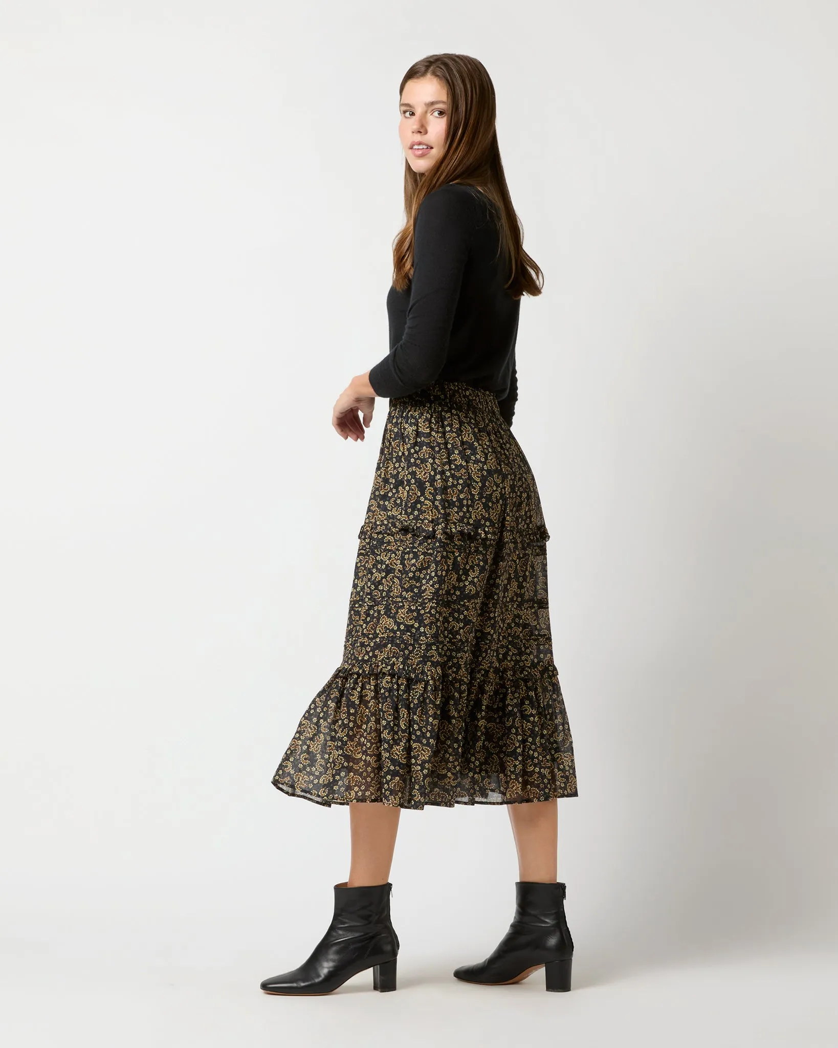 Diya Skirt in Black/Ochre