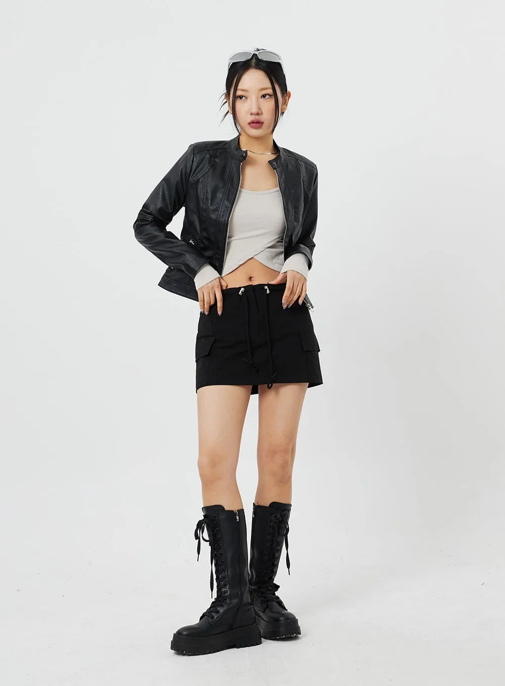 Drawstring Mini Skirt CF314