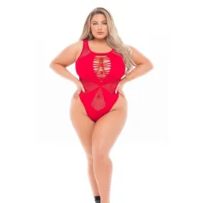 Duchess High Neck Bodysuit Red