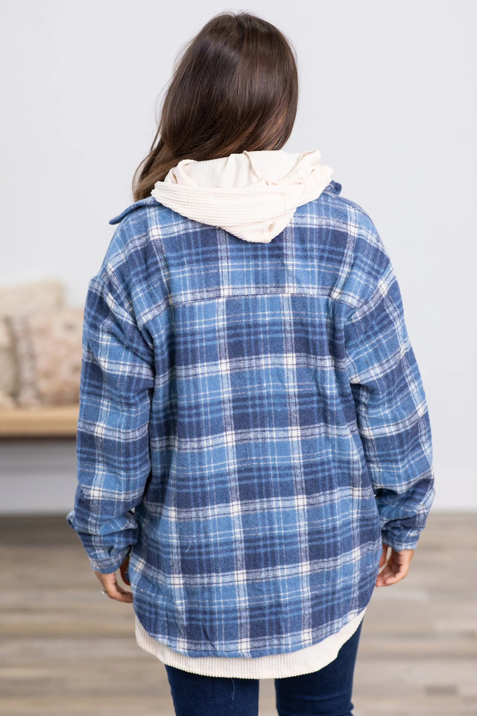 Dusty Blue Plaid Shacket