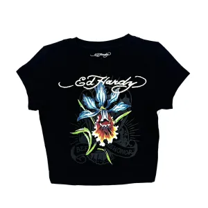 ED HARDY Women Flower Baby Tee