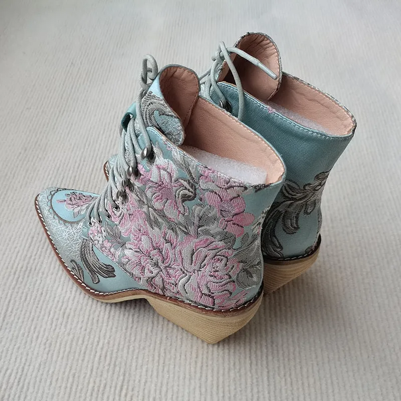 Embroidered Flower Boots