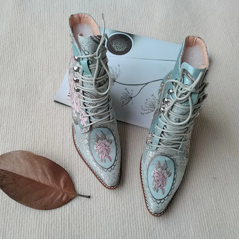 Embroidered Flower Boots