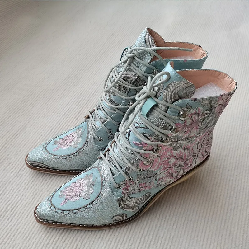 Embroidered Flower Boots