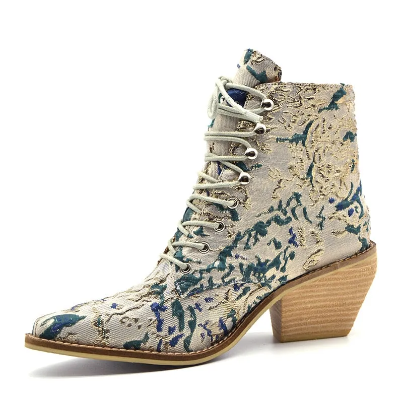 Embroidered Flower Boots