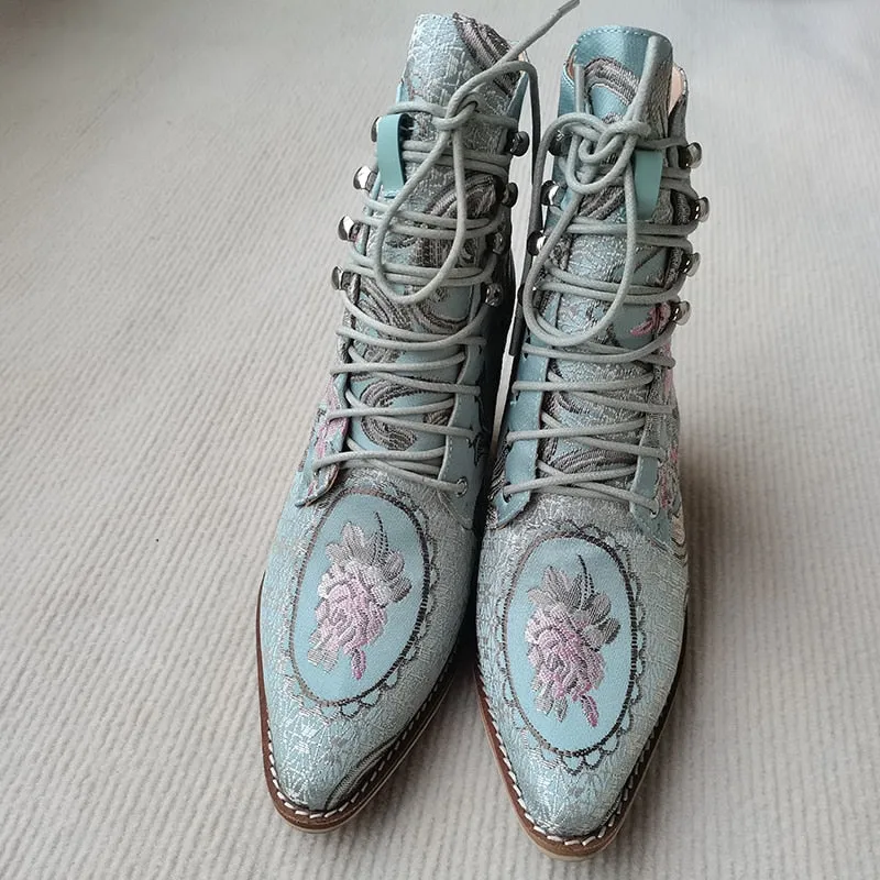 Embroidered Flower Boots