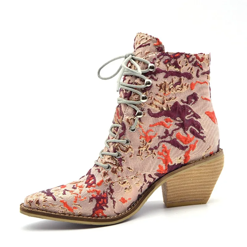 Embroidered Flower Boots