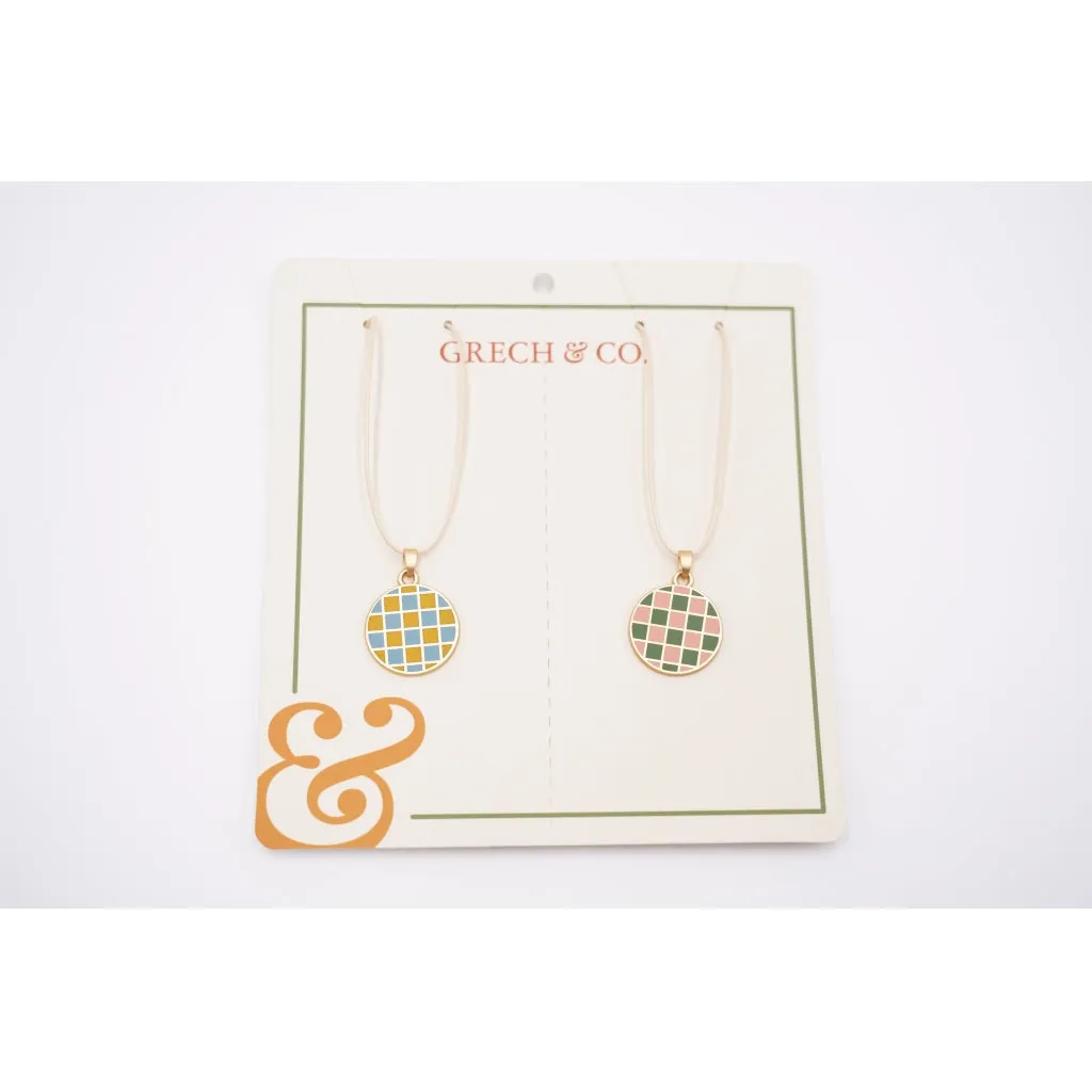 Enamel Necklace Set - Checks