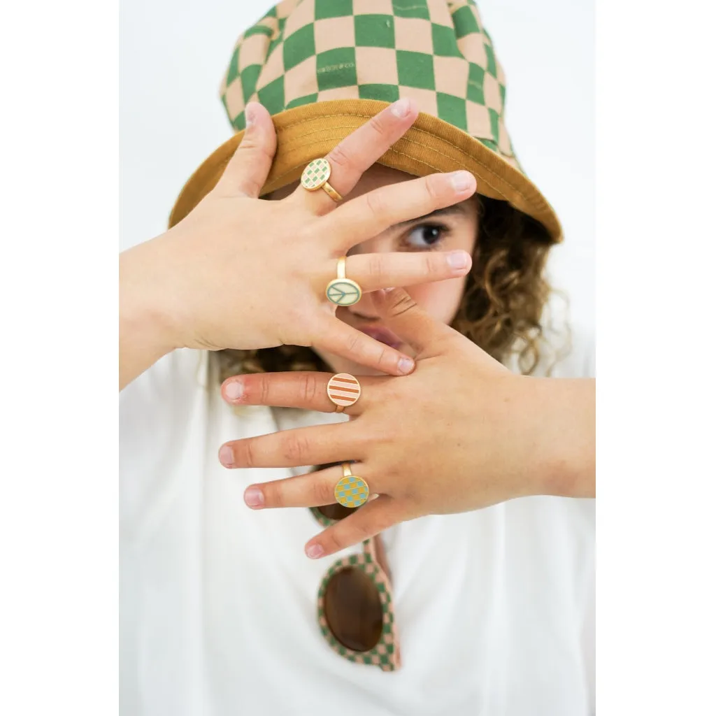 Enamel Rings Set - Ying Yang Peace Sign