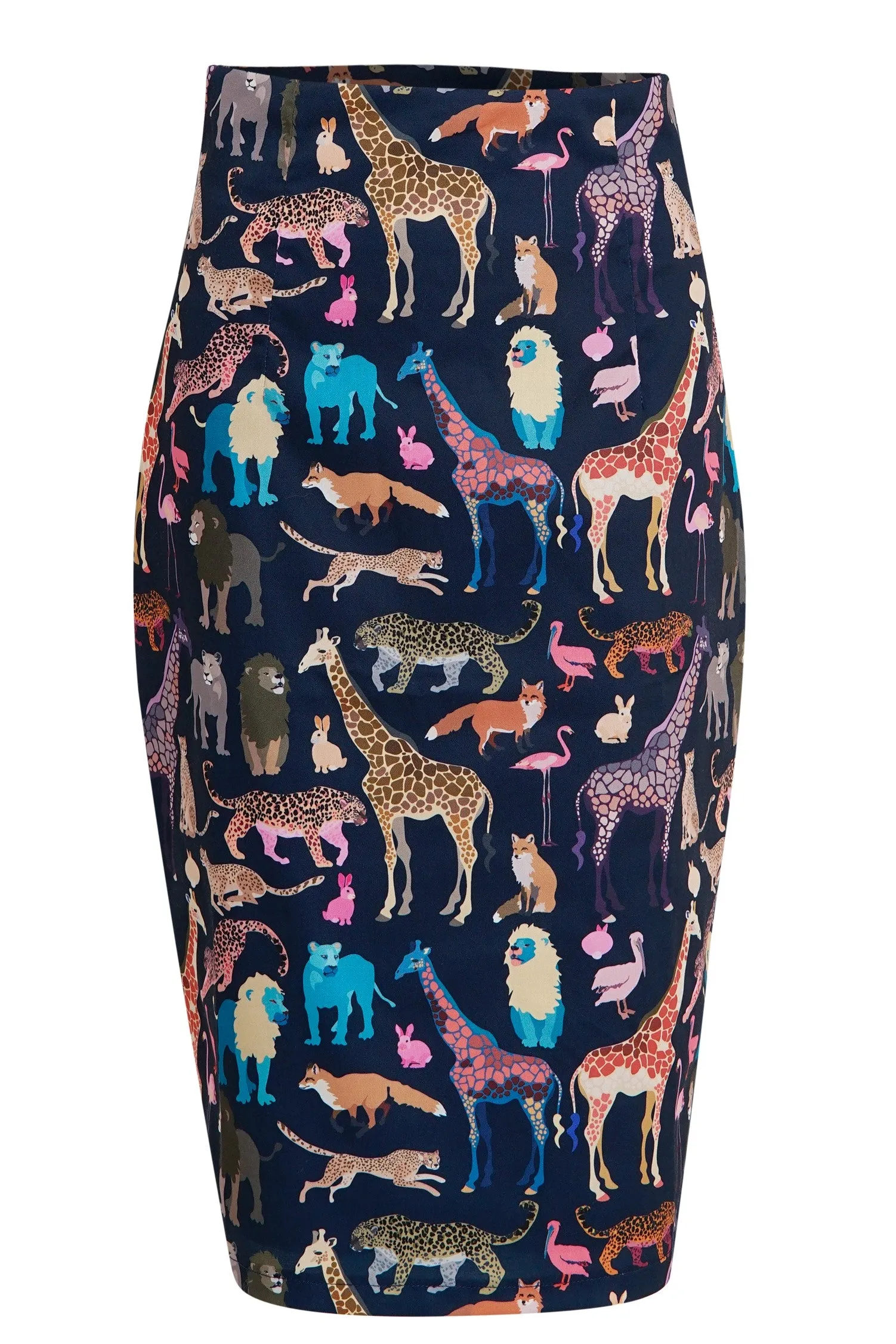 Falda Black Pencil Skirt In Animal Jungle Print