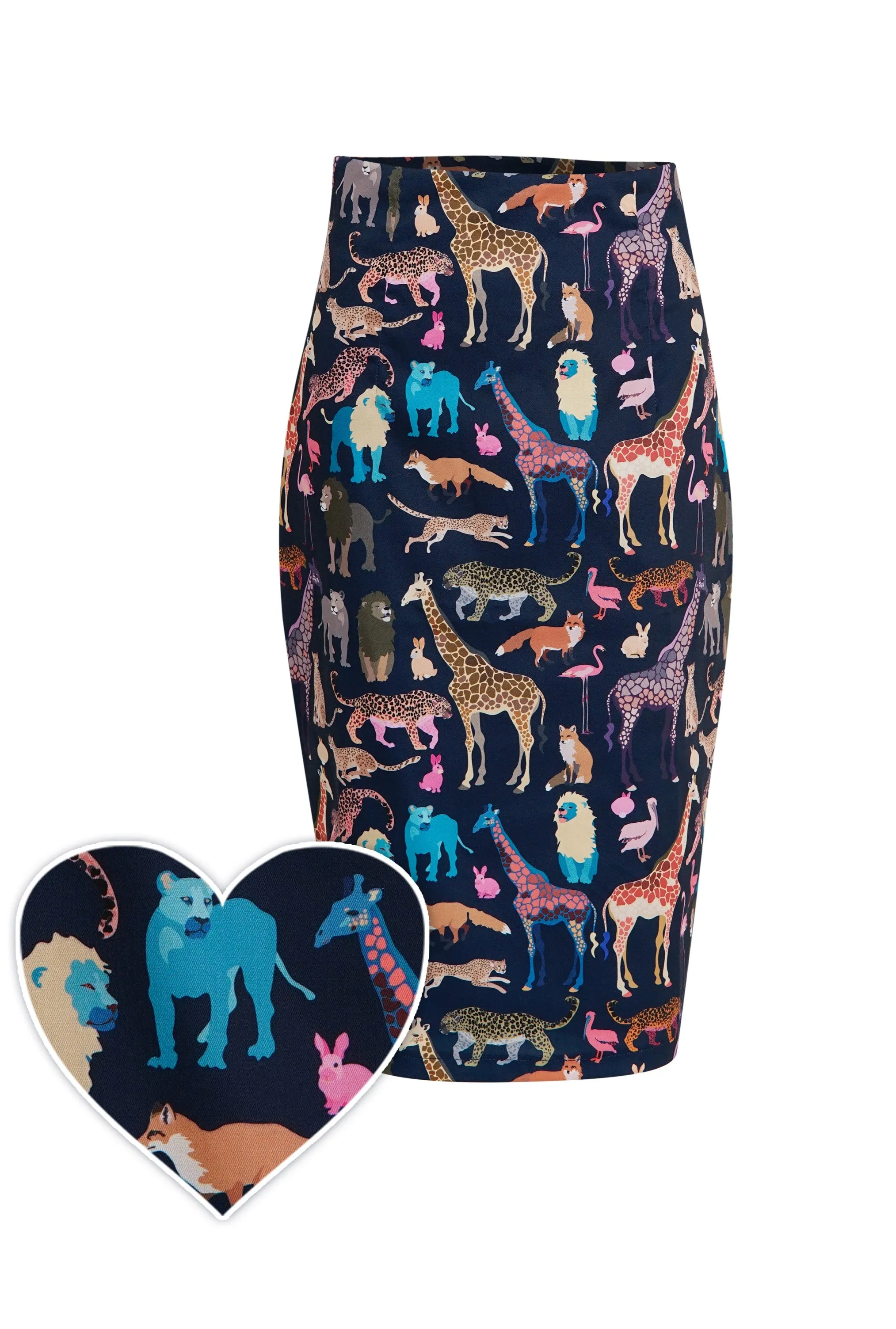 Falda Black Pencil Skirt In Animal Jungle Print