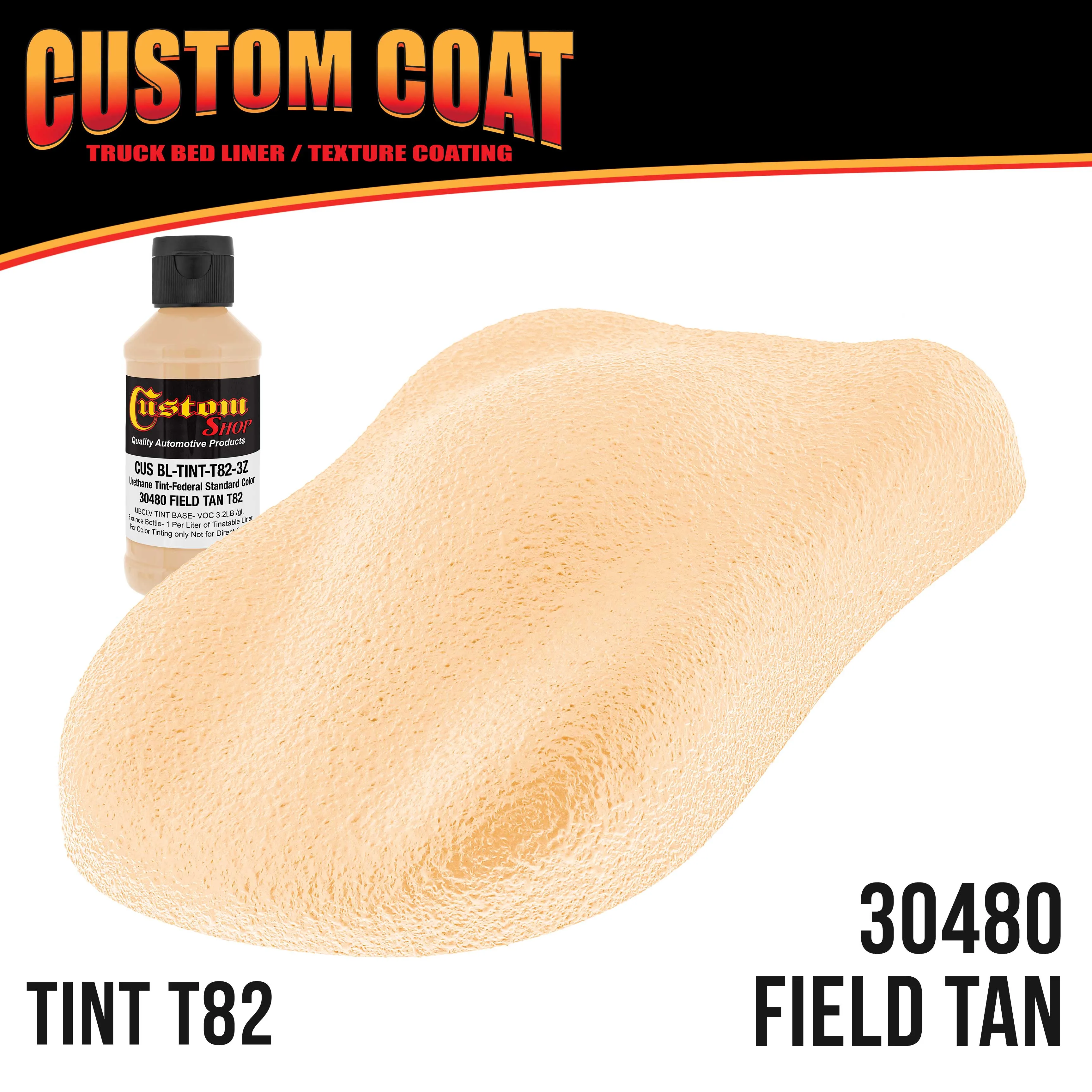 Federal Standard Color #30480 Field Tan T82 Urethane Roll-On, Brush-On or Spray-On Truck Bed Liner, 1.5 Gallon Kit with Roller Applicator Kit