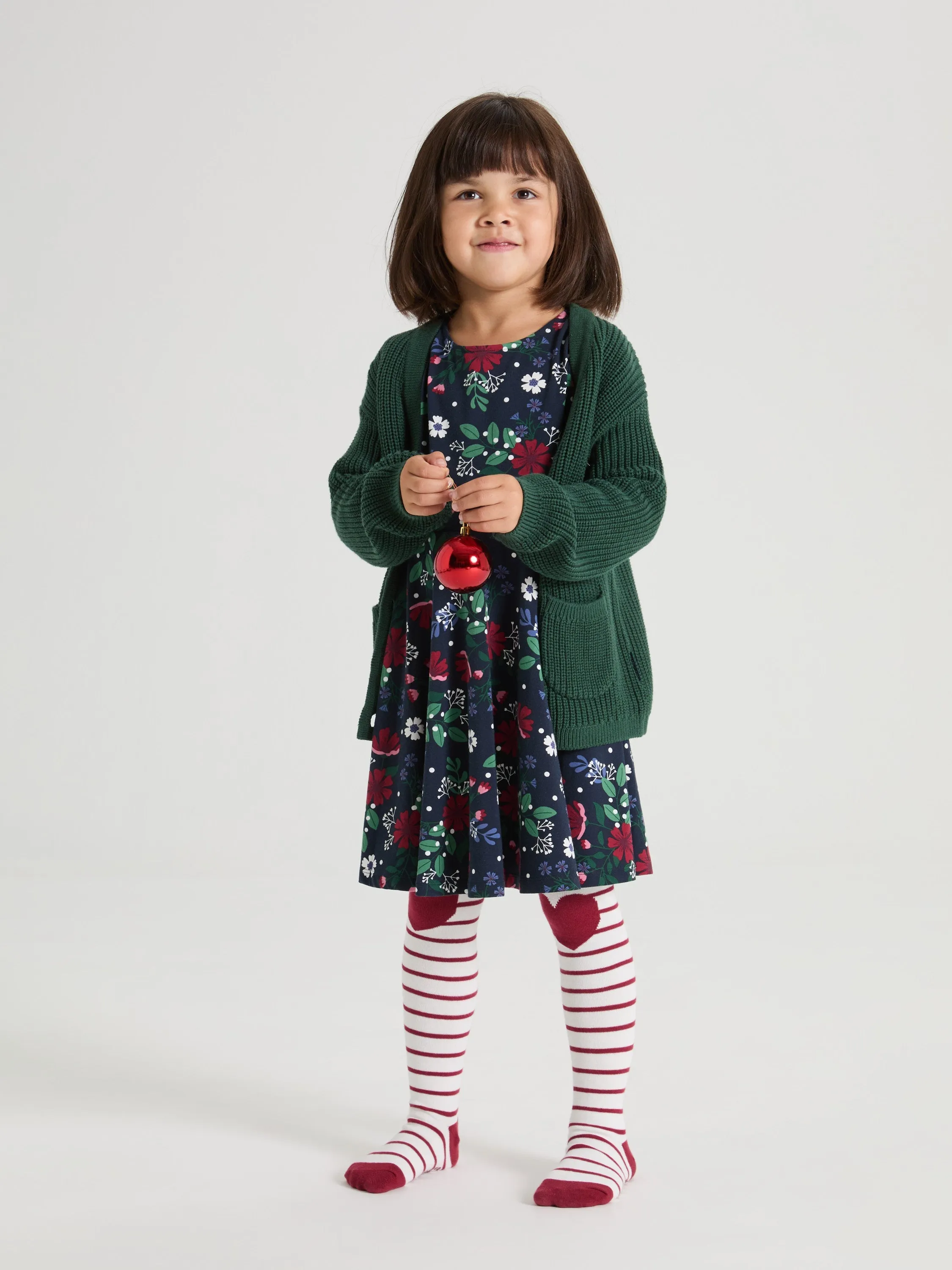 Festive Floral Print Kids Dress