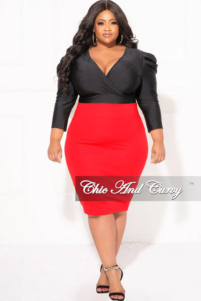 Final Sale Plus Size Pencil Skirt in Red