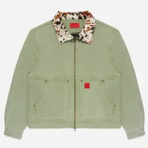 Fugazi Pony Collar Washed Olive Work Jacket