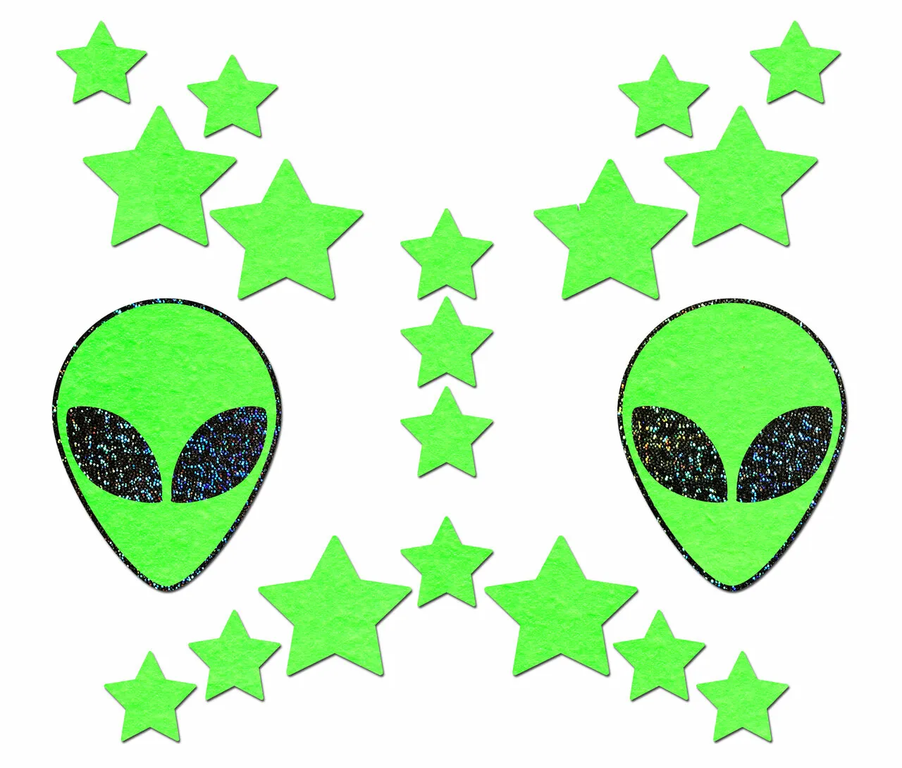 Glow-In-The-Dark Alien Pasties with Mini Glow Stars by Pastease®