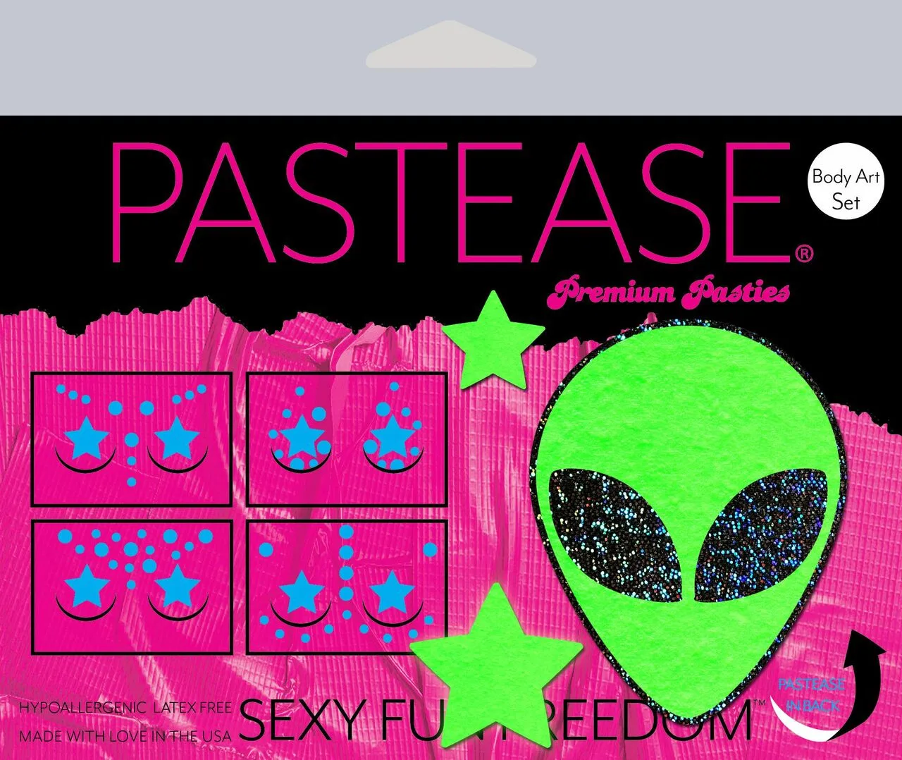 Glow-In-The-Dark Alien Pasties with Mini Glow Stars by Pastease®