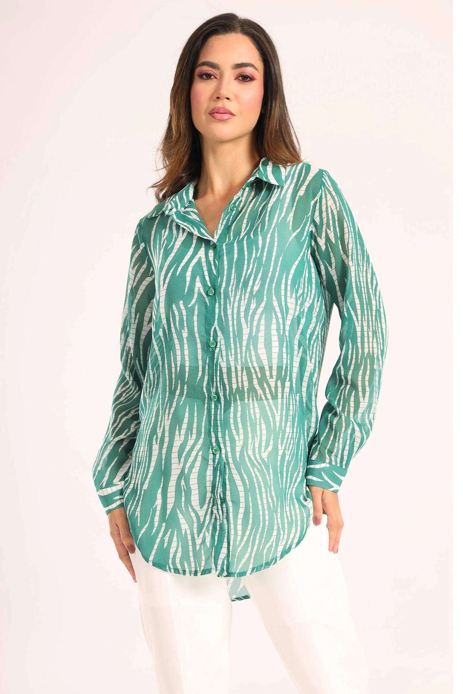 Green Zebra Print Shirt