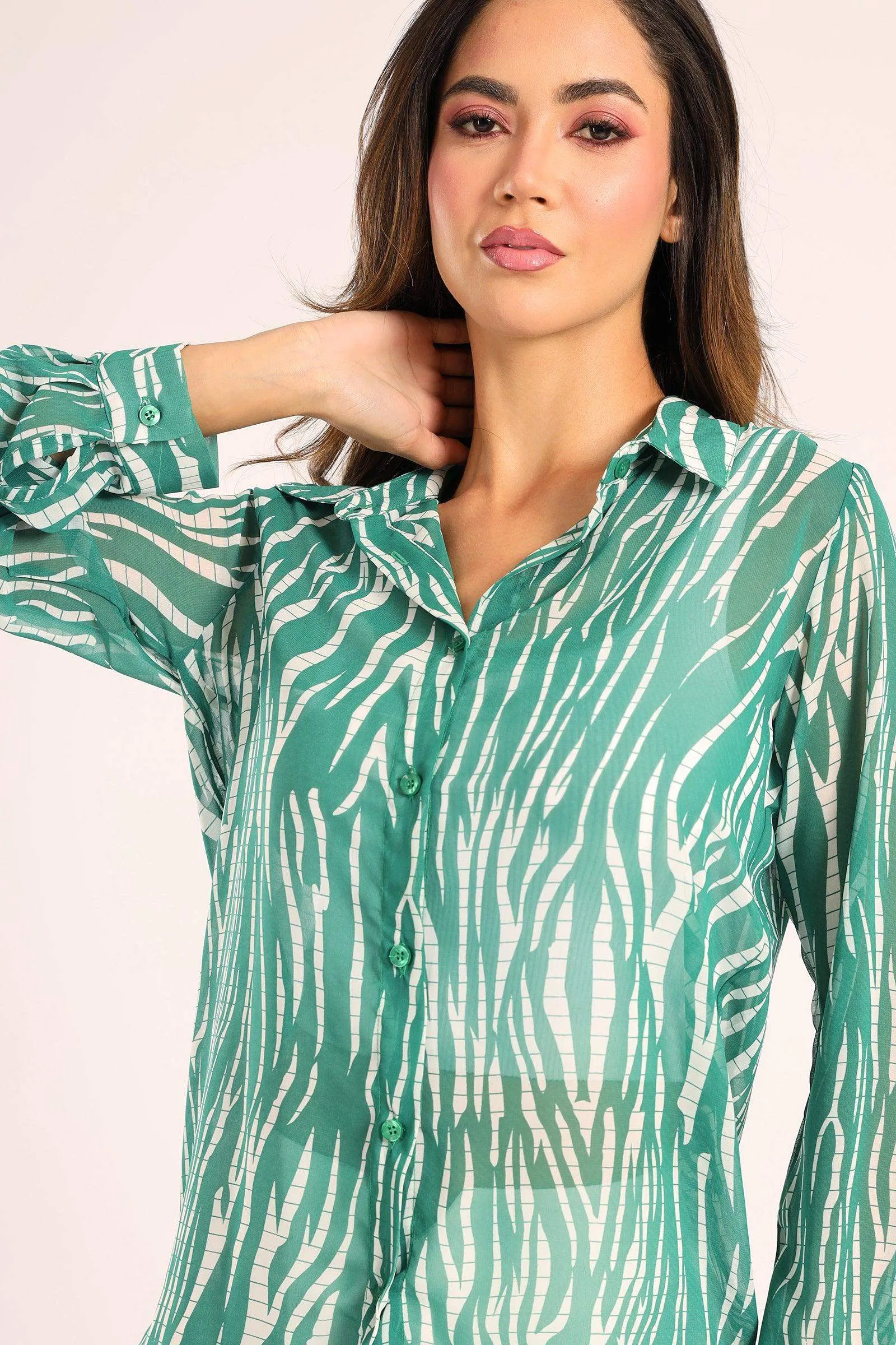 Green Zebra Print Shirt