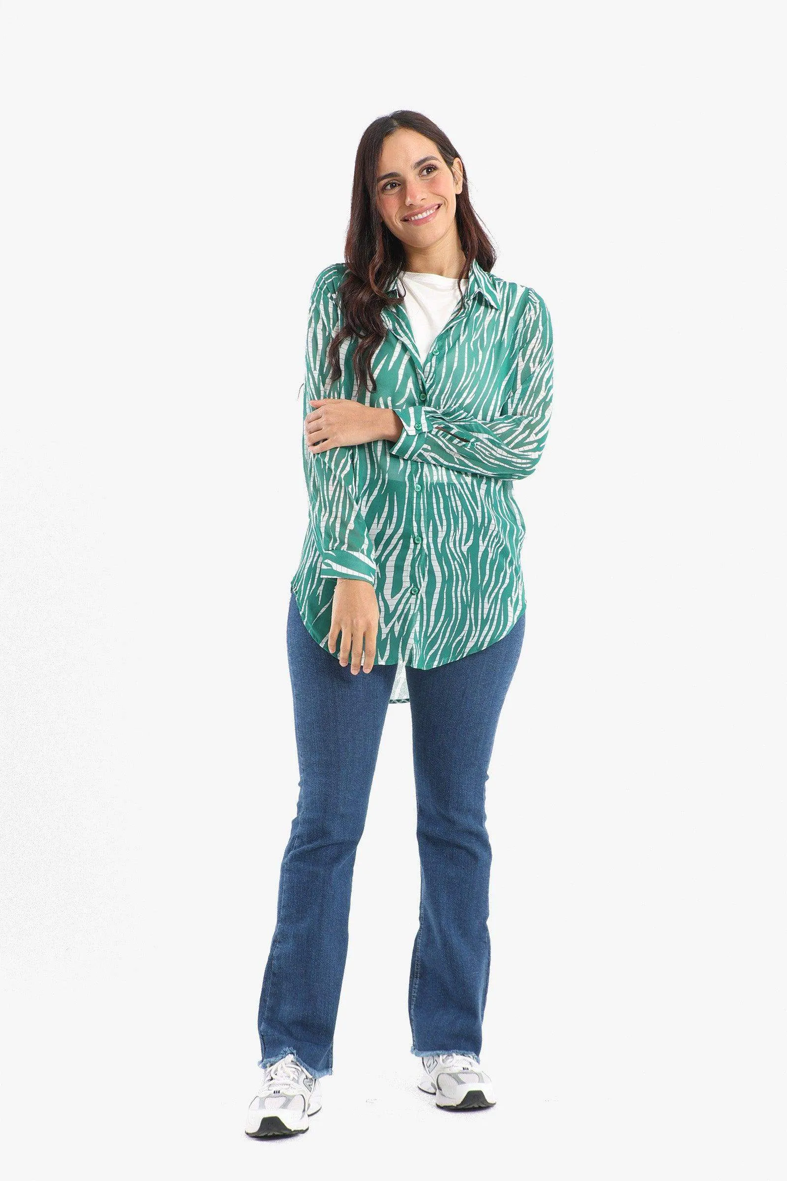 Green Zebra Print Shirt