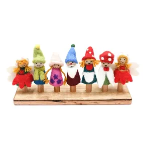 Hand Felted Fairies and Gnomes Finger Puppet Set