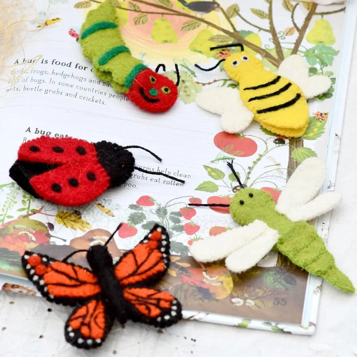 Handmade Felt Insects Finger Puppet Set