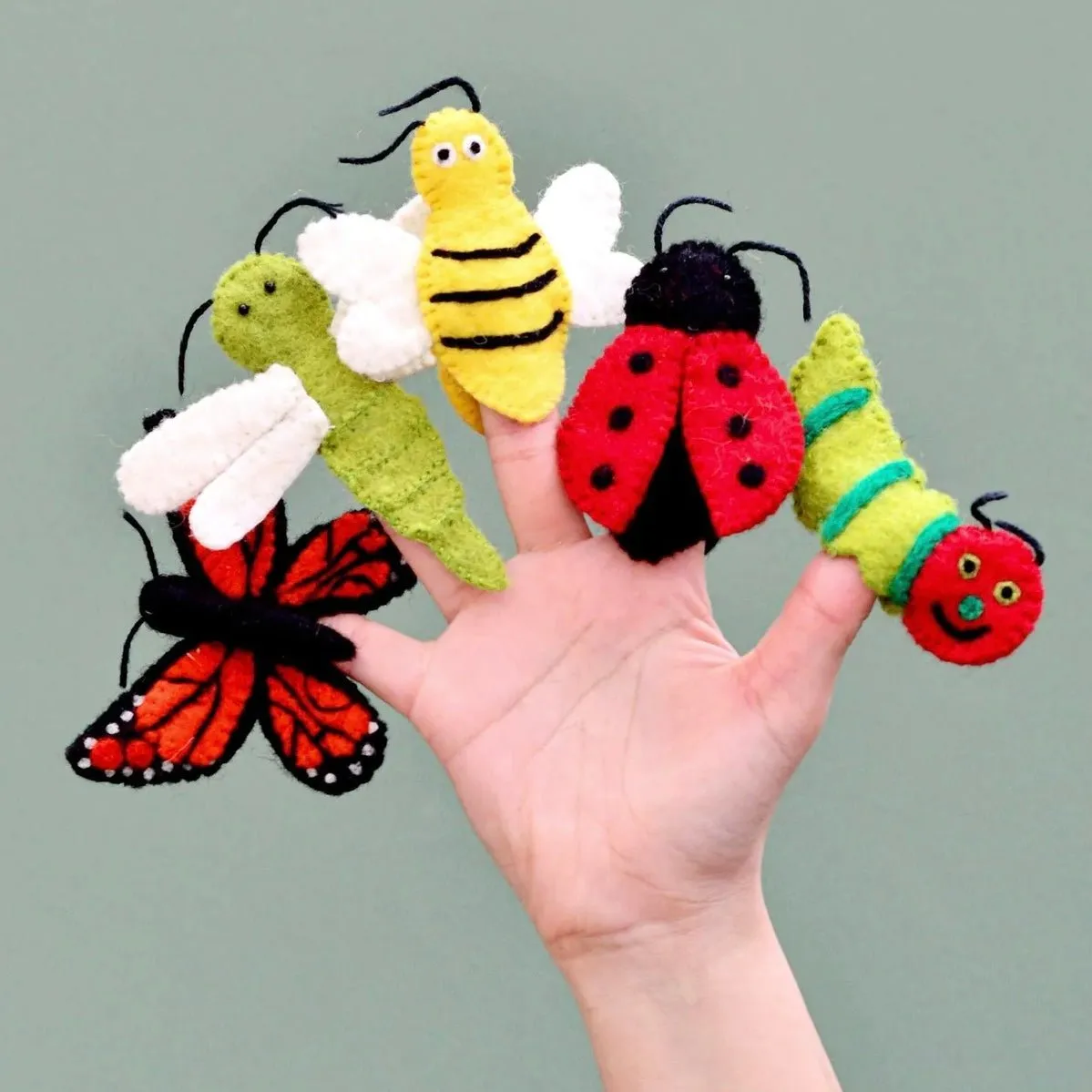 Handmade Felt Insects Finger Puppet Set