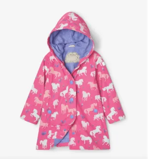 Hatley Girls Pink Horses Color Changing Rain Jacket - Baby to Youth Sizes